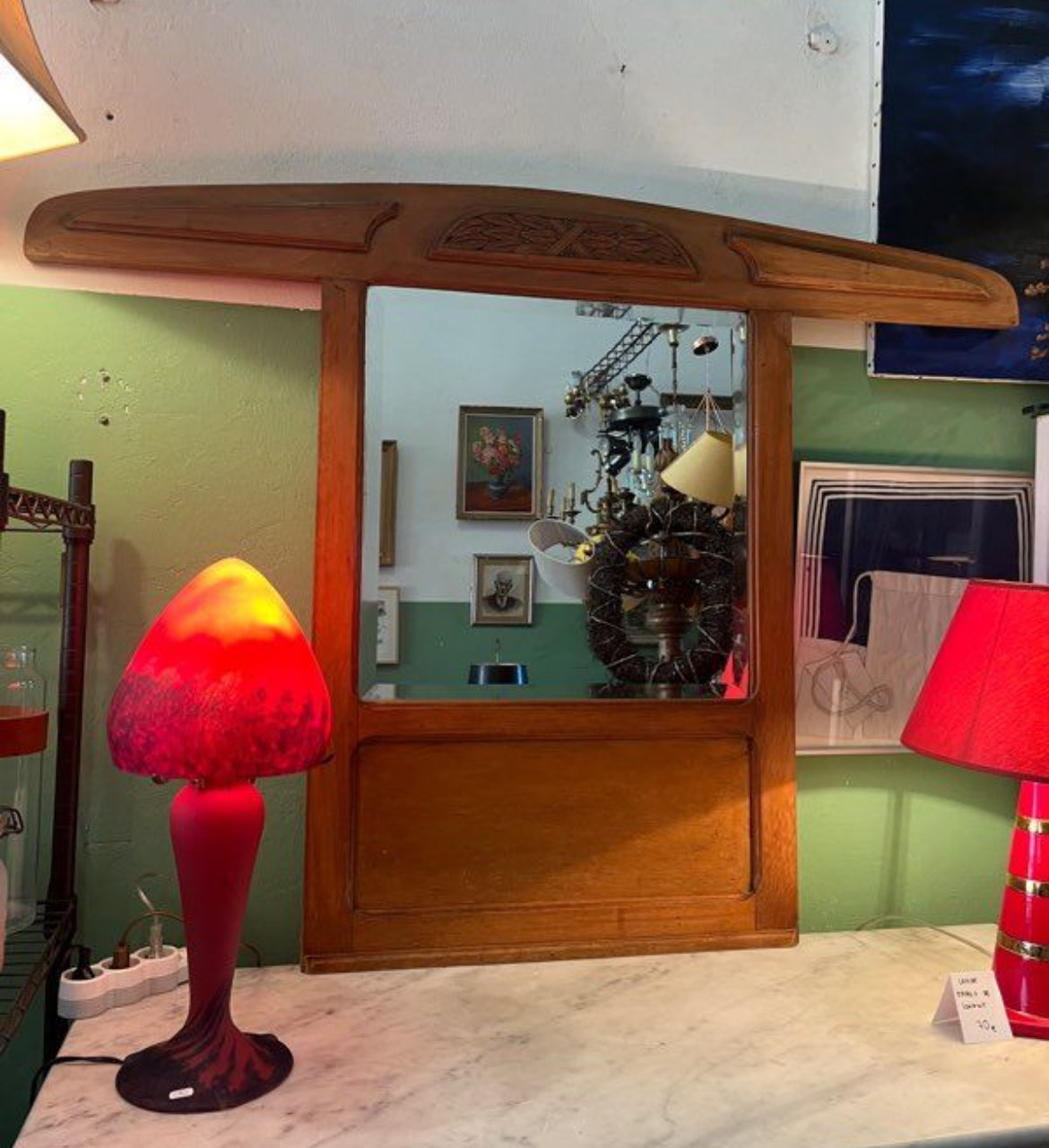 Miroir biseauté en bois art deco