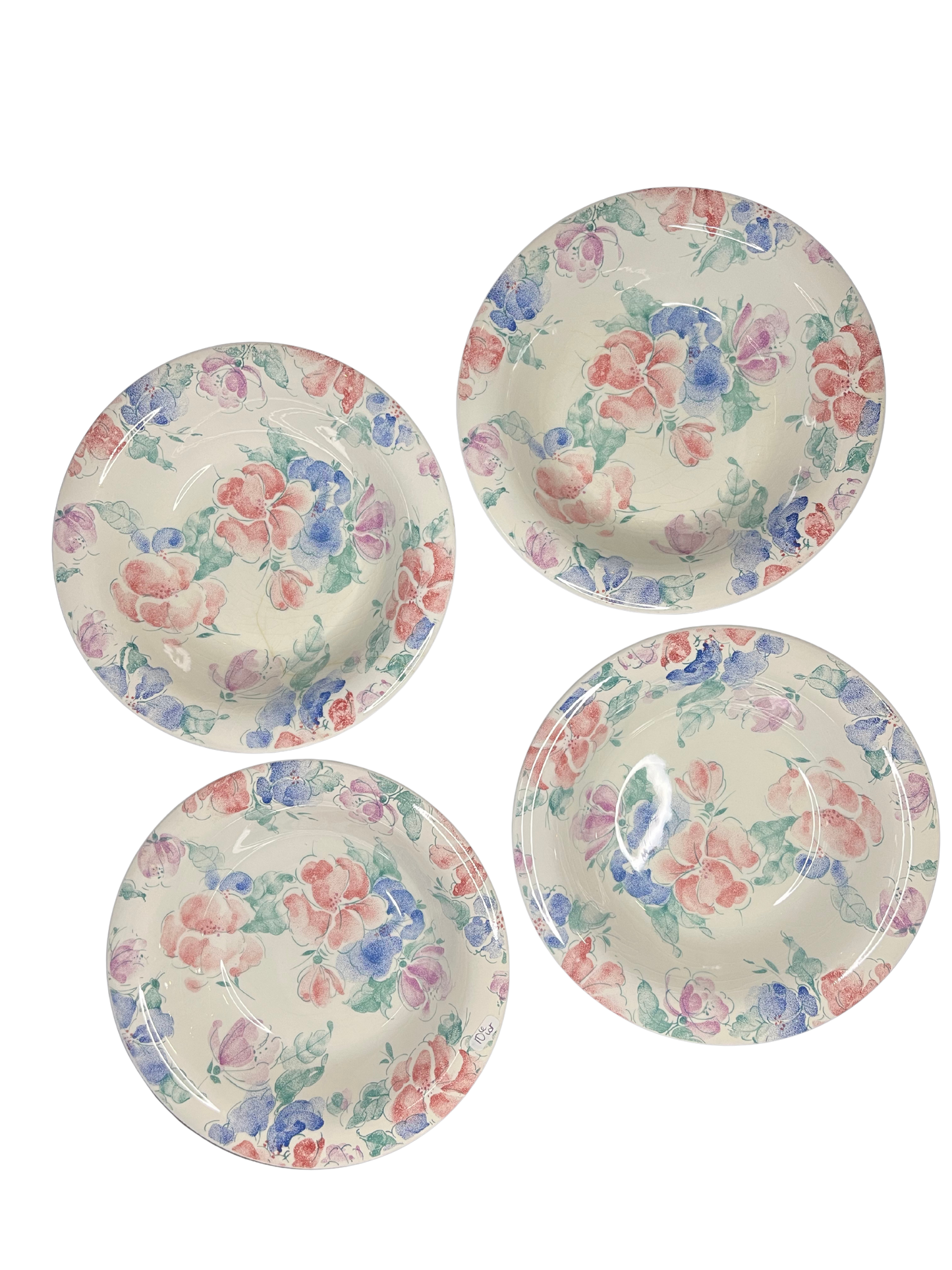 Lot de 4 assiettes creuses déco de fleurs