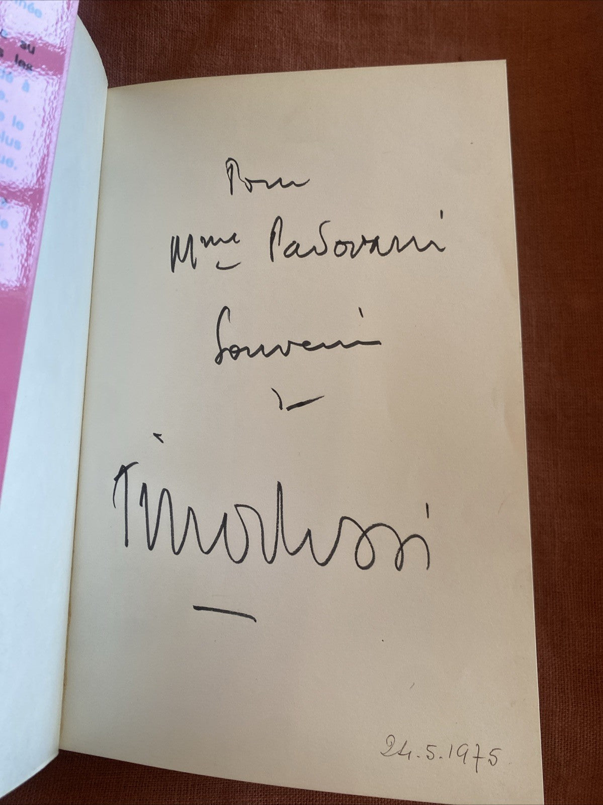 Tino par Tino Rossi Dédicacé 1975 Autographe Original