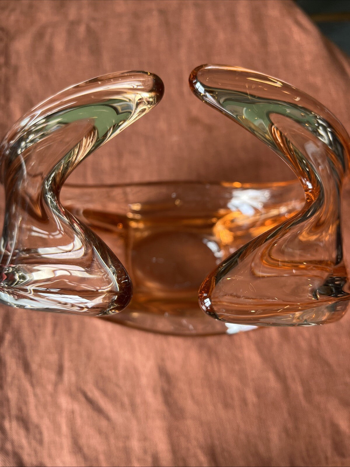 Corbeille, Centre De Table / Vide Poche Orange Verre Cristallin
