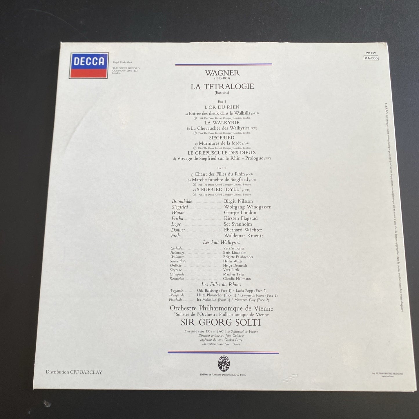 Vinyle 33T Wagner La Tétralogie Solti Orchestre Vienne Decca
