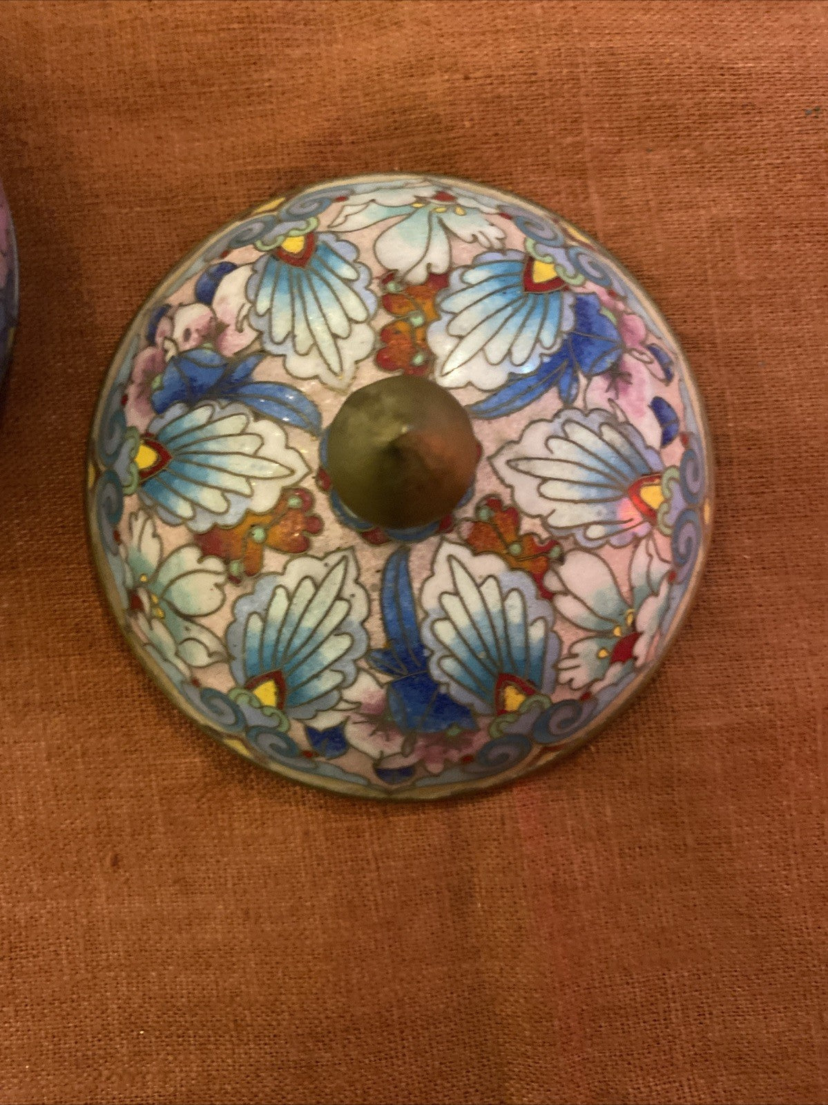 Pot Bonbonnière Cloisonnée Émaillée Chinoise Décor Floral Polychrome