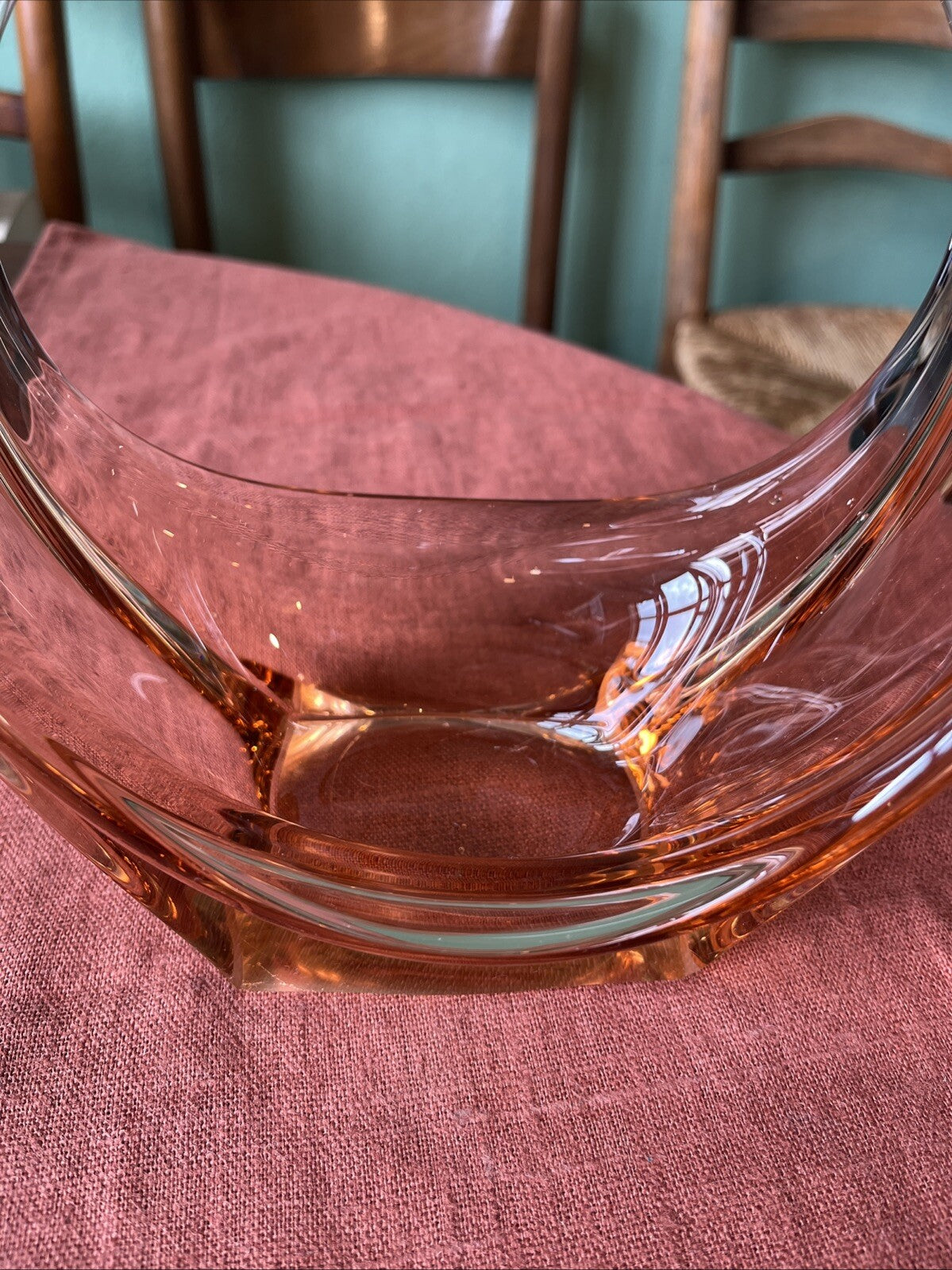 Corbeille, Centre De Table / Vide Poche Orange Verre Cristallin