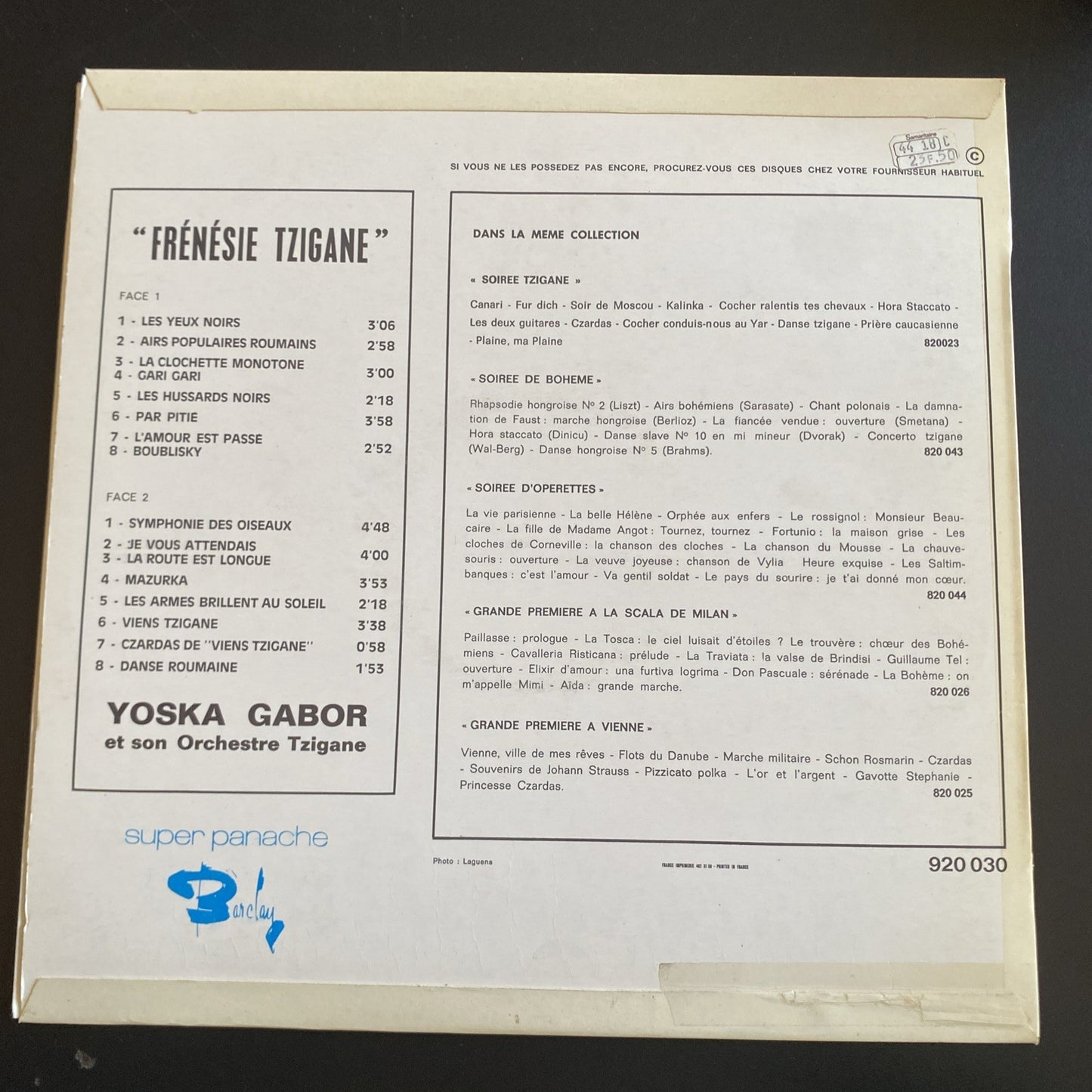 Vinyle 33T Frénésie Tzigane Yoska Gabor et son orchestre