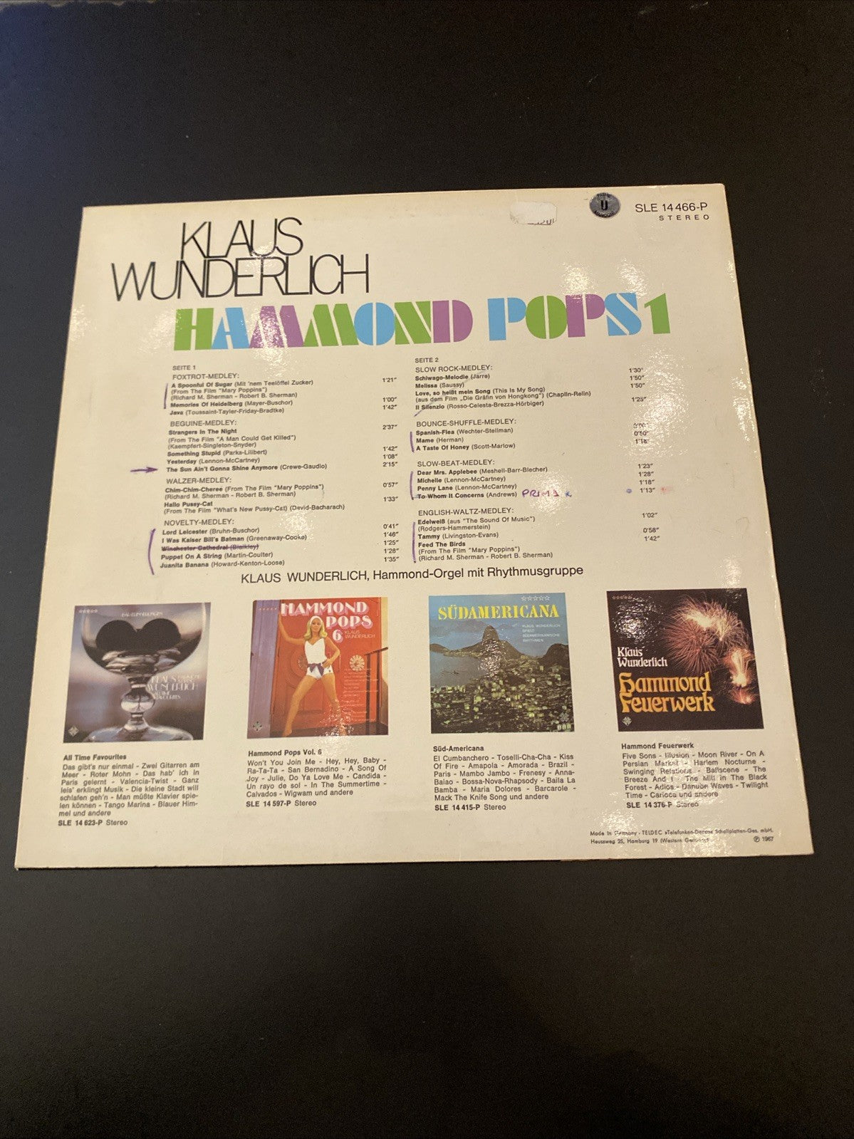 Vinyle Klaus Wunderlich – Hammond Pops 1 (import Allemagne)