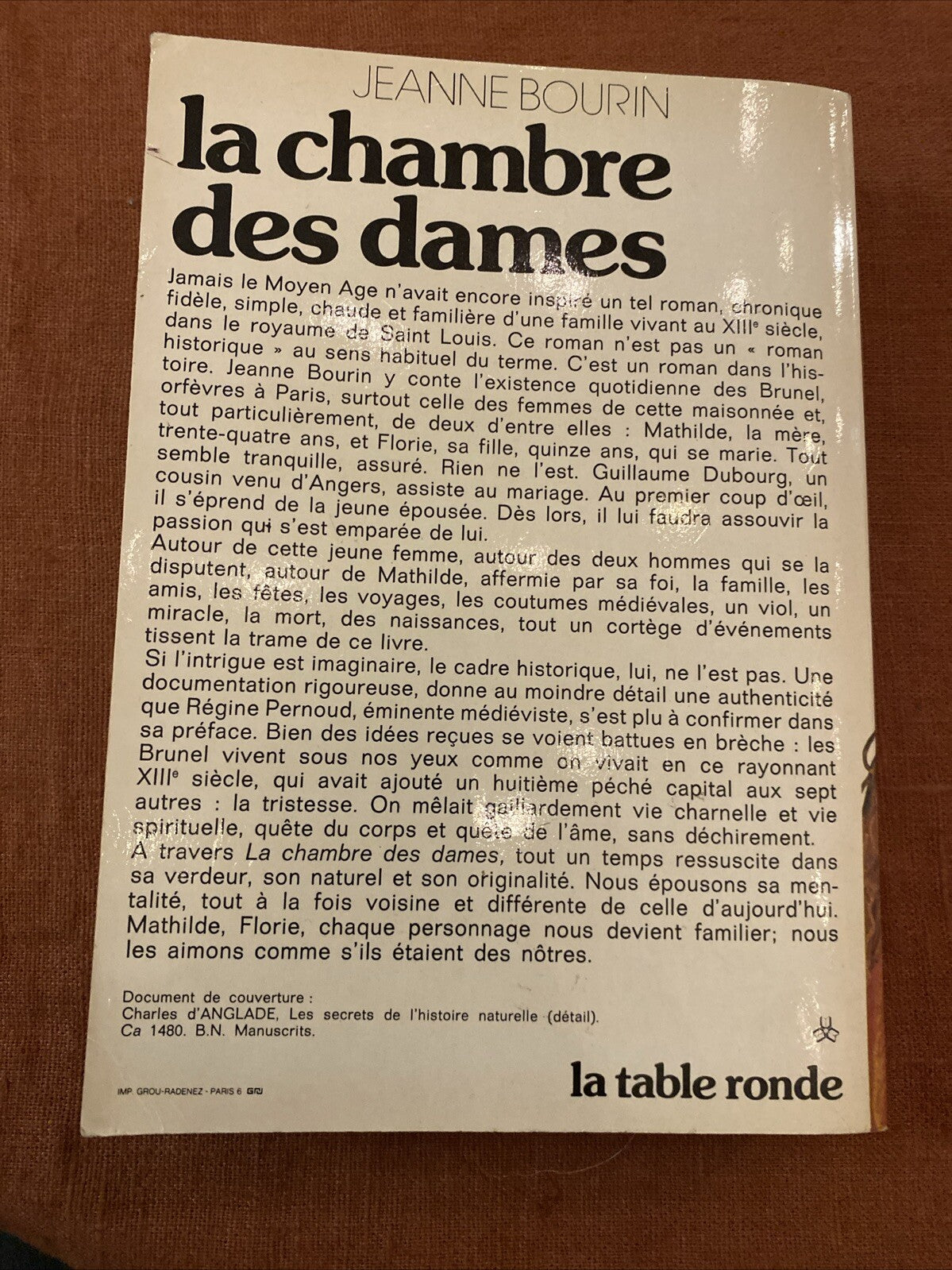 LA CHAMBRE DES DAMES / JEANNE BOURIN - livre -