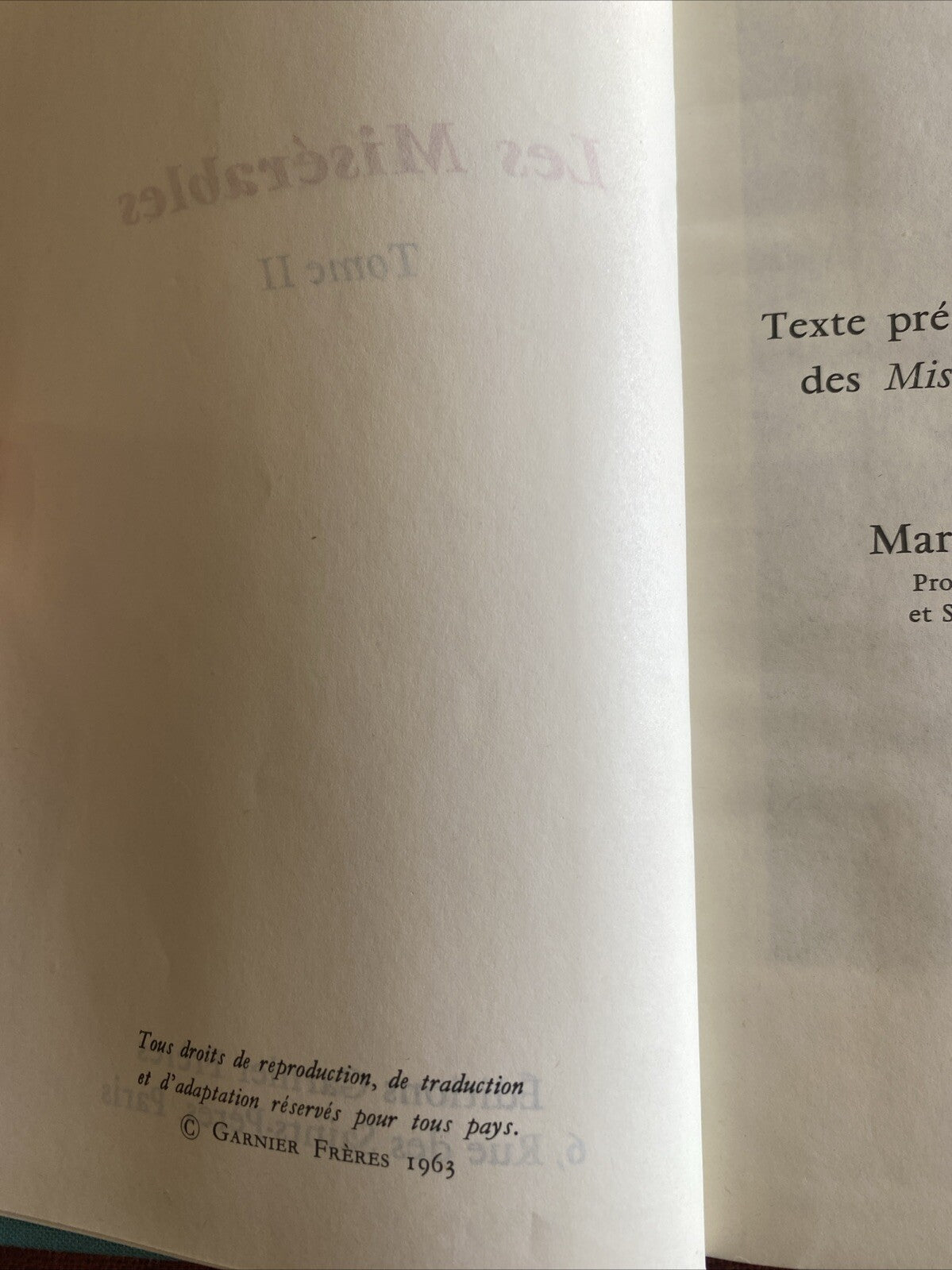 Les misérables Victor Hugo 1963 - livre -