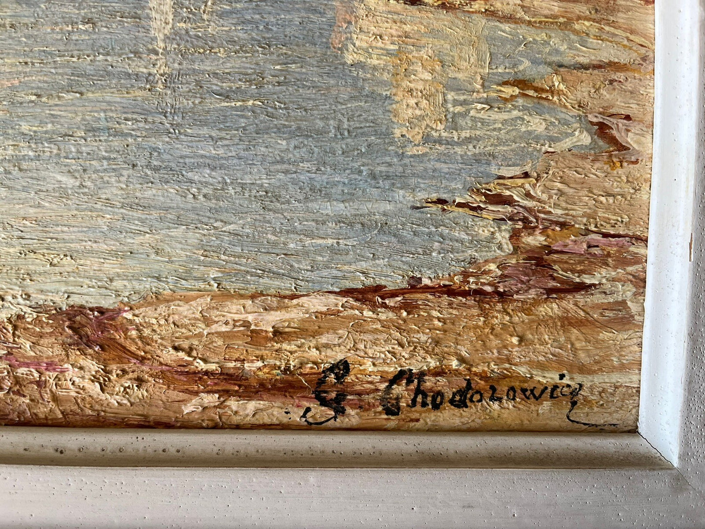Tableau Huile Sur Bois Signé À Déterminer Paysage Maritime Bateau De Pêche