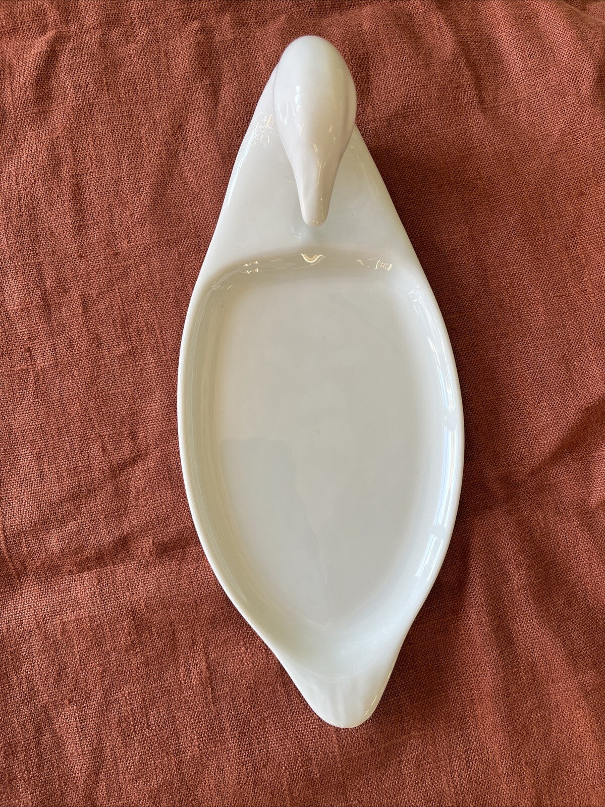 Plat De Service Forme De Canard Porcelaine Apilco France
