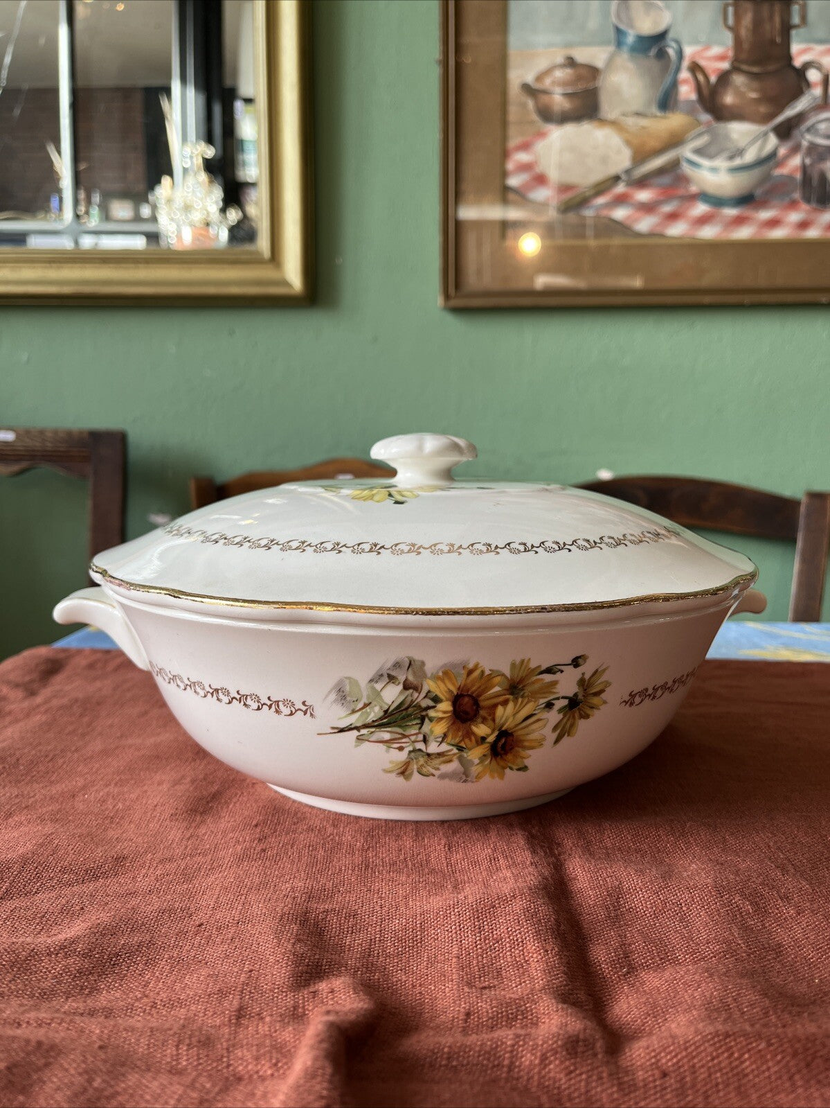 Ancienne Soupière En Porcelaine Gien Marguerites