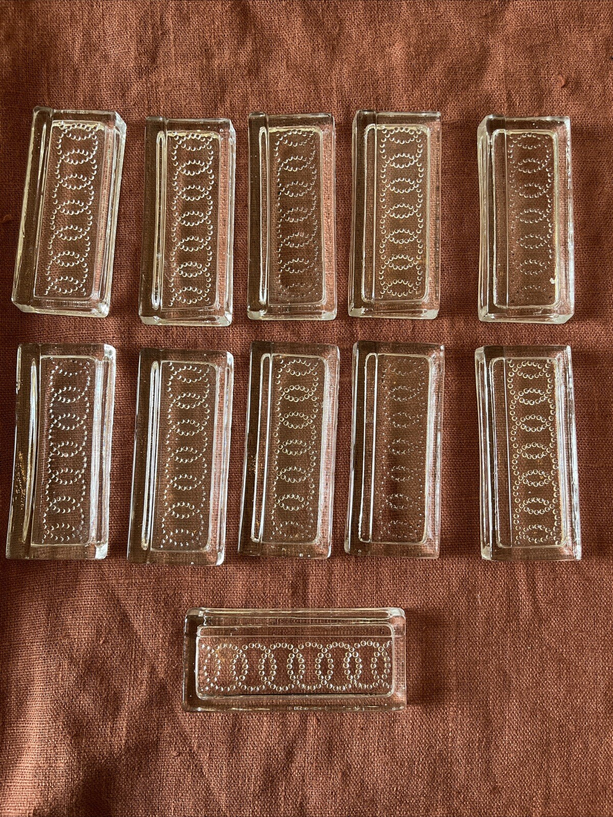 Lot De 11 Anciens Porte-couteaux En Cristal