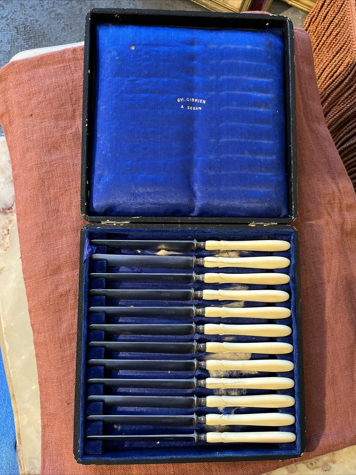 Coffret 12 Petits Couteaux A. Sedan Corne Et Acier Paris