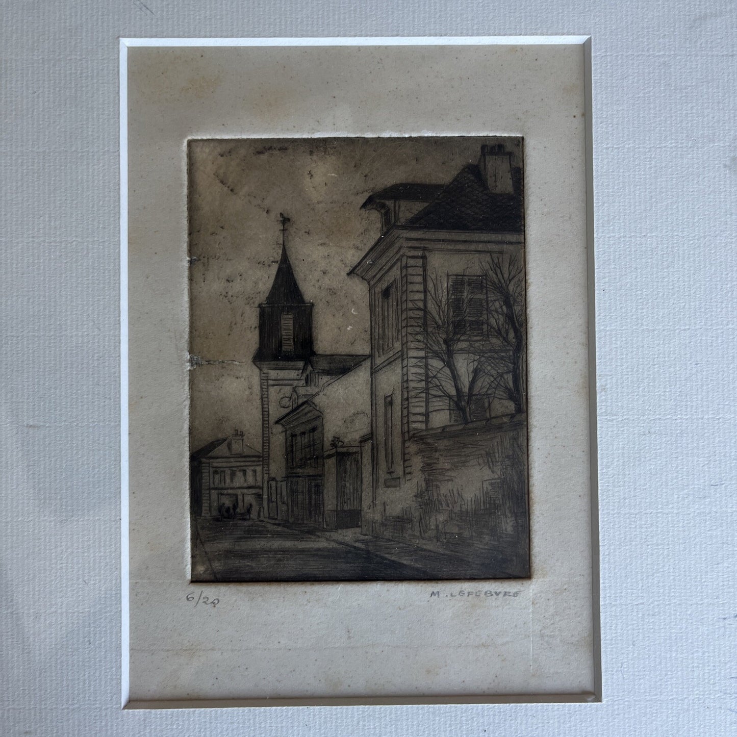 Dessin ancien 6/20 Signé M.Lefebvre encadrement sous verre
