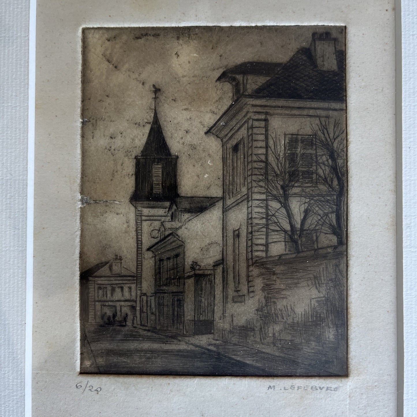 Dessin ancien 6/20 Signé M.Lefebvre encadrement sous verre