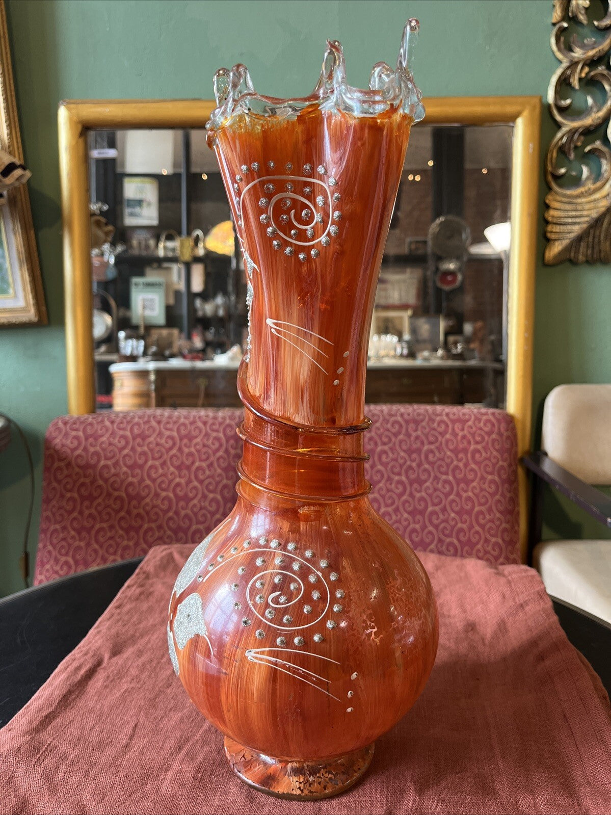 Vase En Verre Souffle Orange