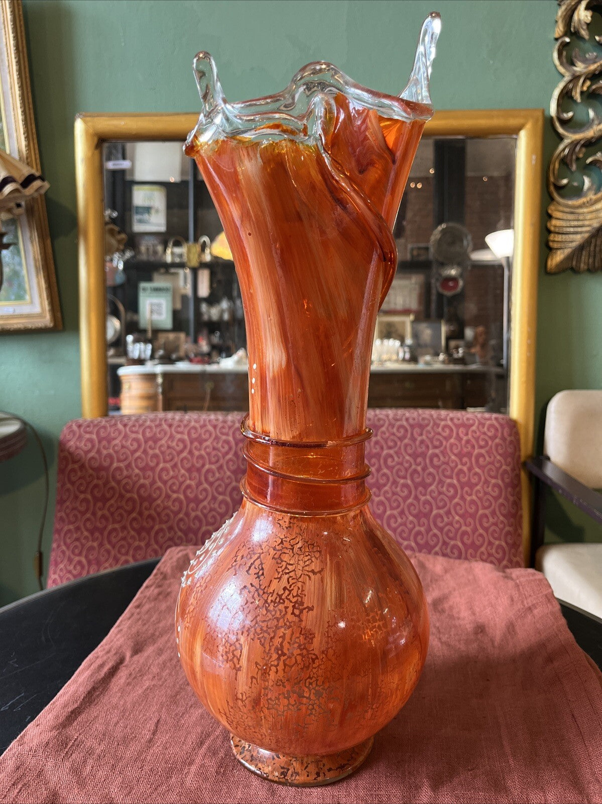 Vase En Verre Souffle Orange