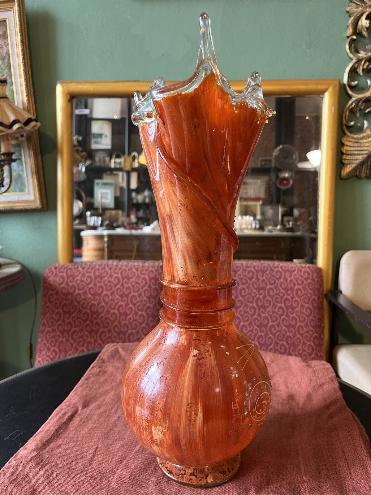 Vase En Verre Souffle Orange