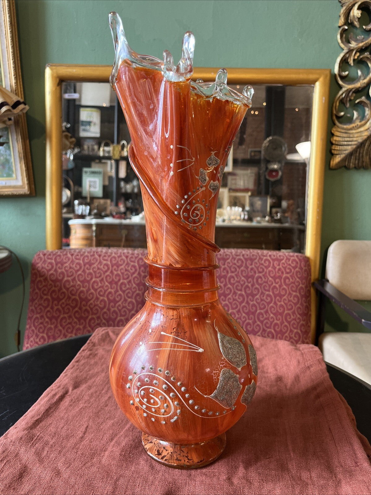 Vase En Verre Souffle Orange