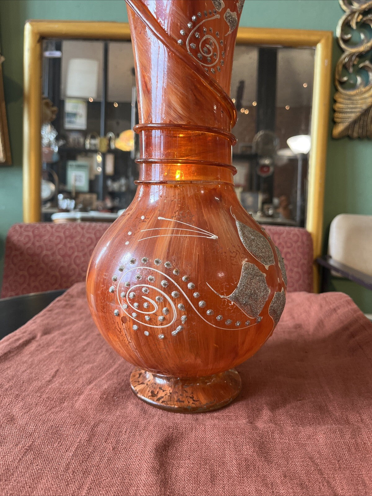 Vase En Verre Souffle Orange