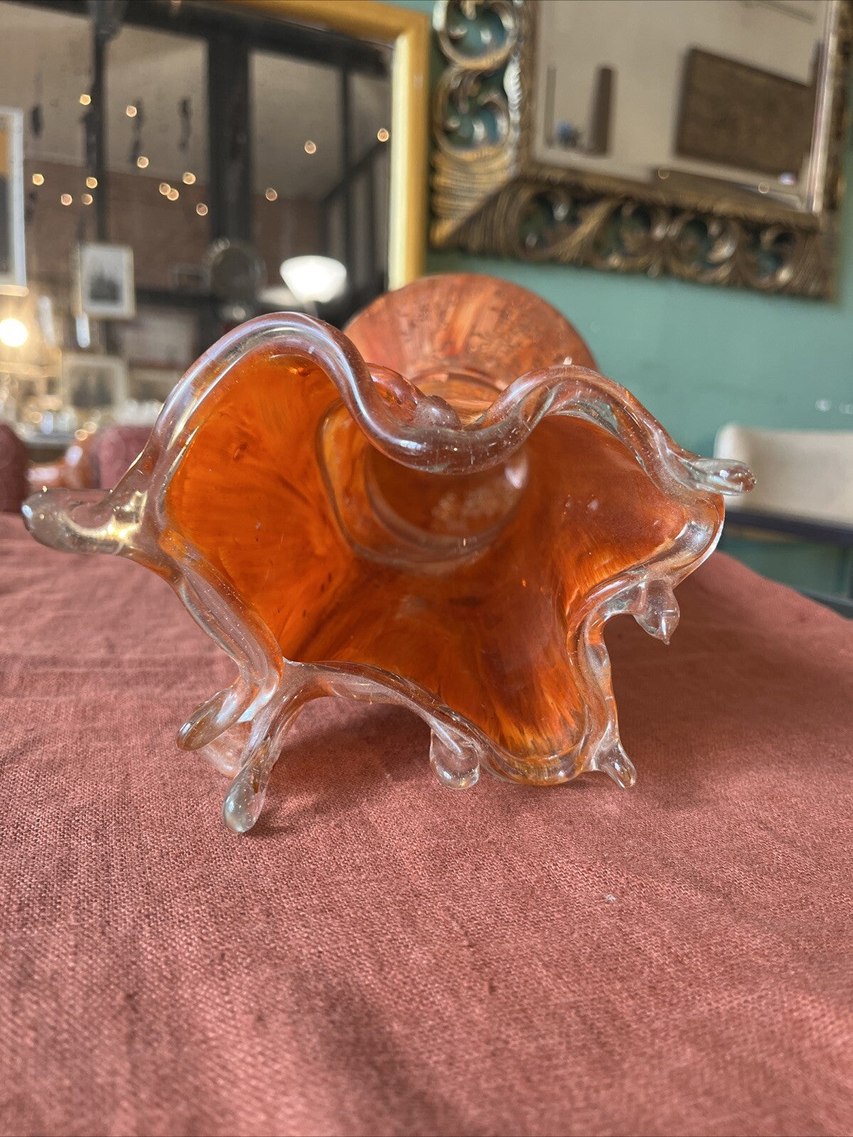Vase En Verre Souffle Orange