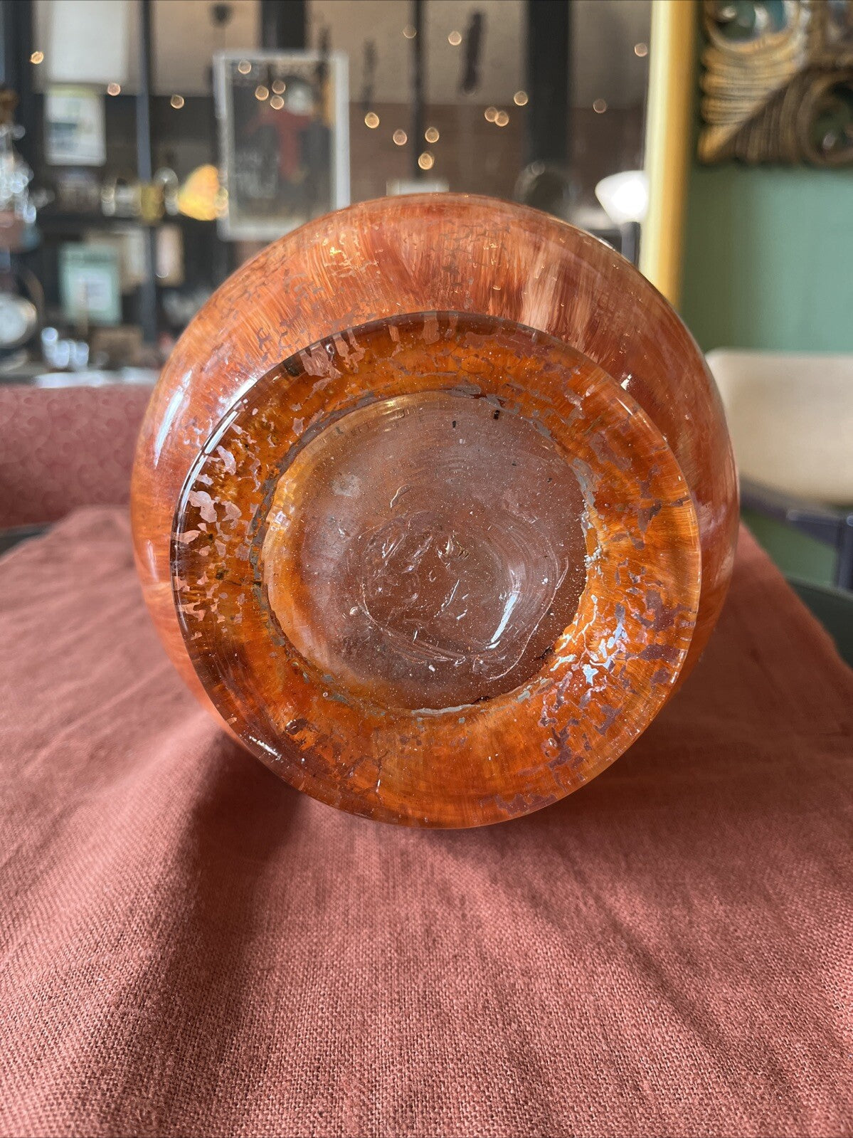 Vase En Verre Souffle Orange