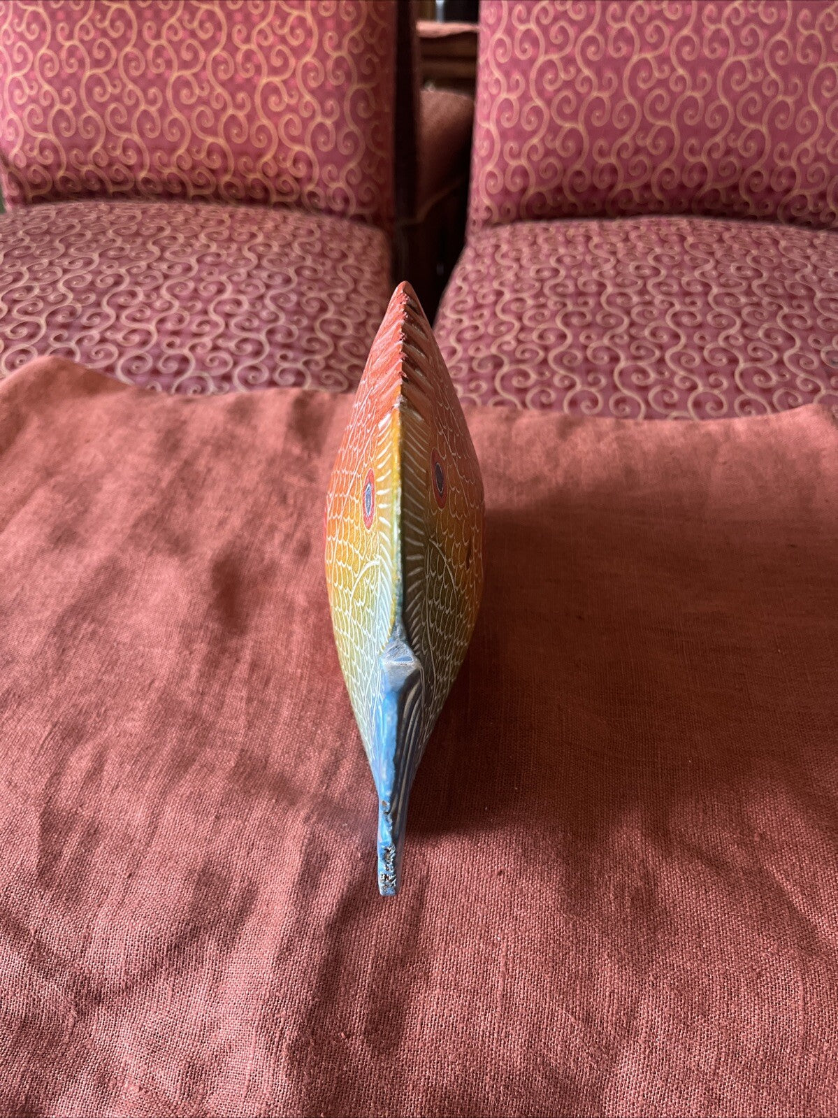 Figurine De Poisson Multicolore En Bois