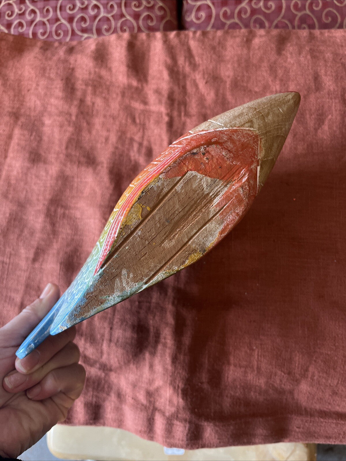 Figurine De Poisson Multicolore En Bois