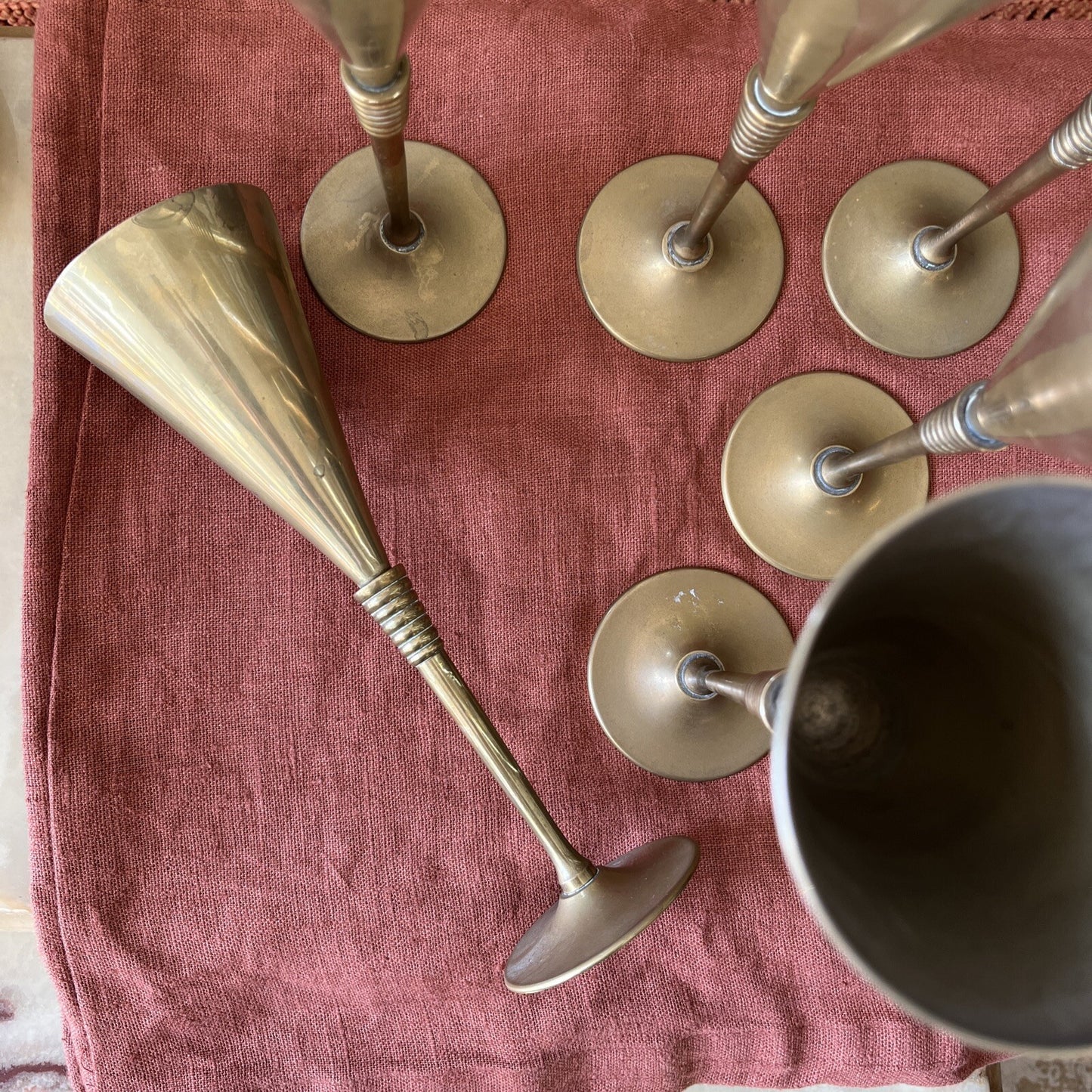 Lot De 6 Coupes À Champagne En Laiton