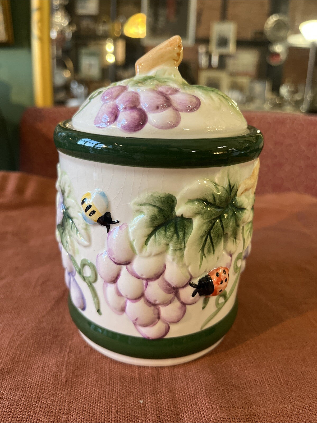 Pot Vintage En Céramique Grappes De Raisin