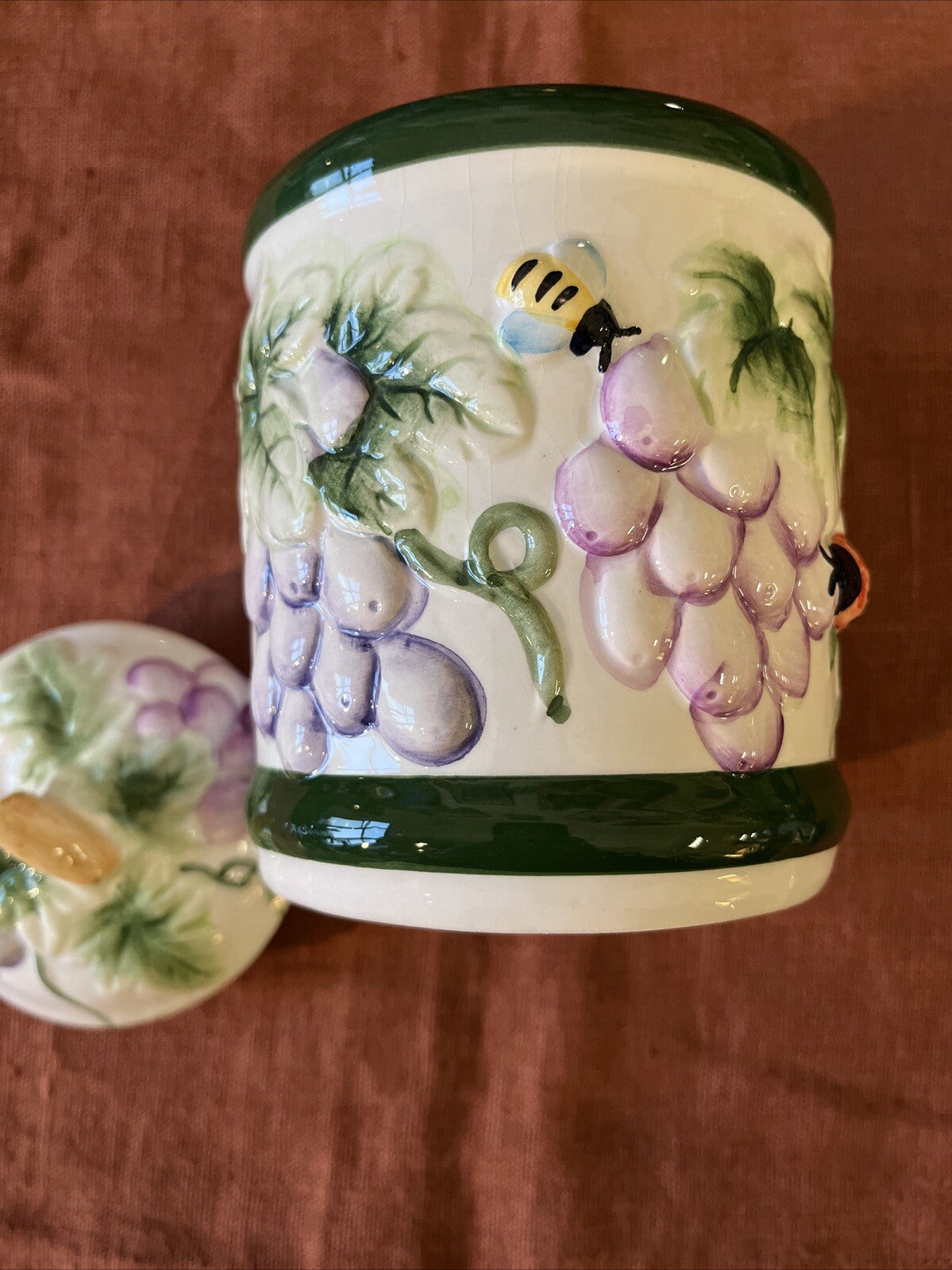 Pot Vintage En Céramique Grappes De Raisin