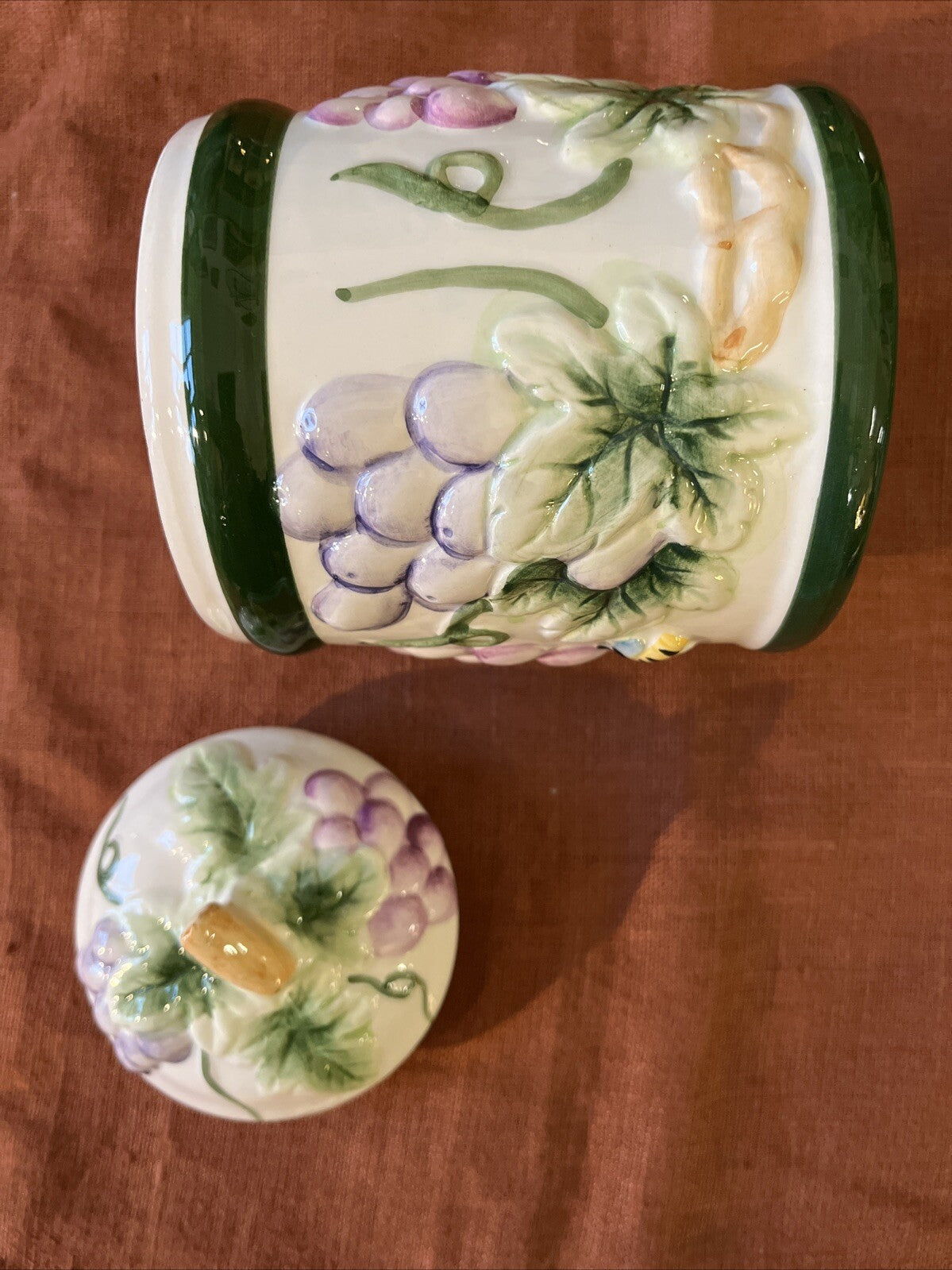 Pot Vintage En Céramique Grappes De Raisin