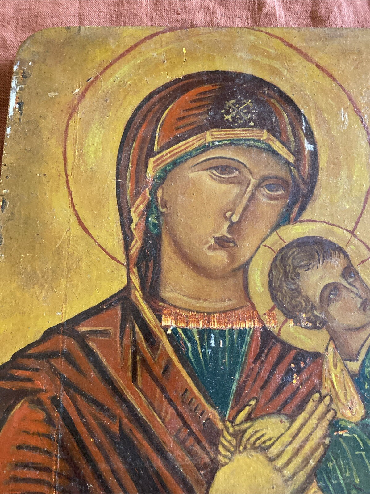 Icône Religieux Russe Peinture Sur Bois Notre Dame De La Passion