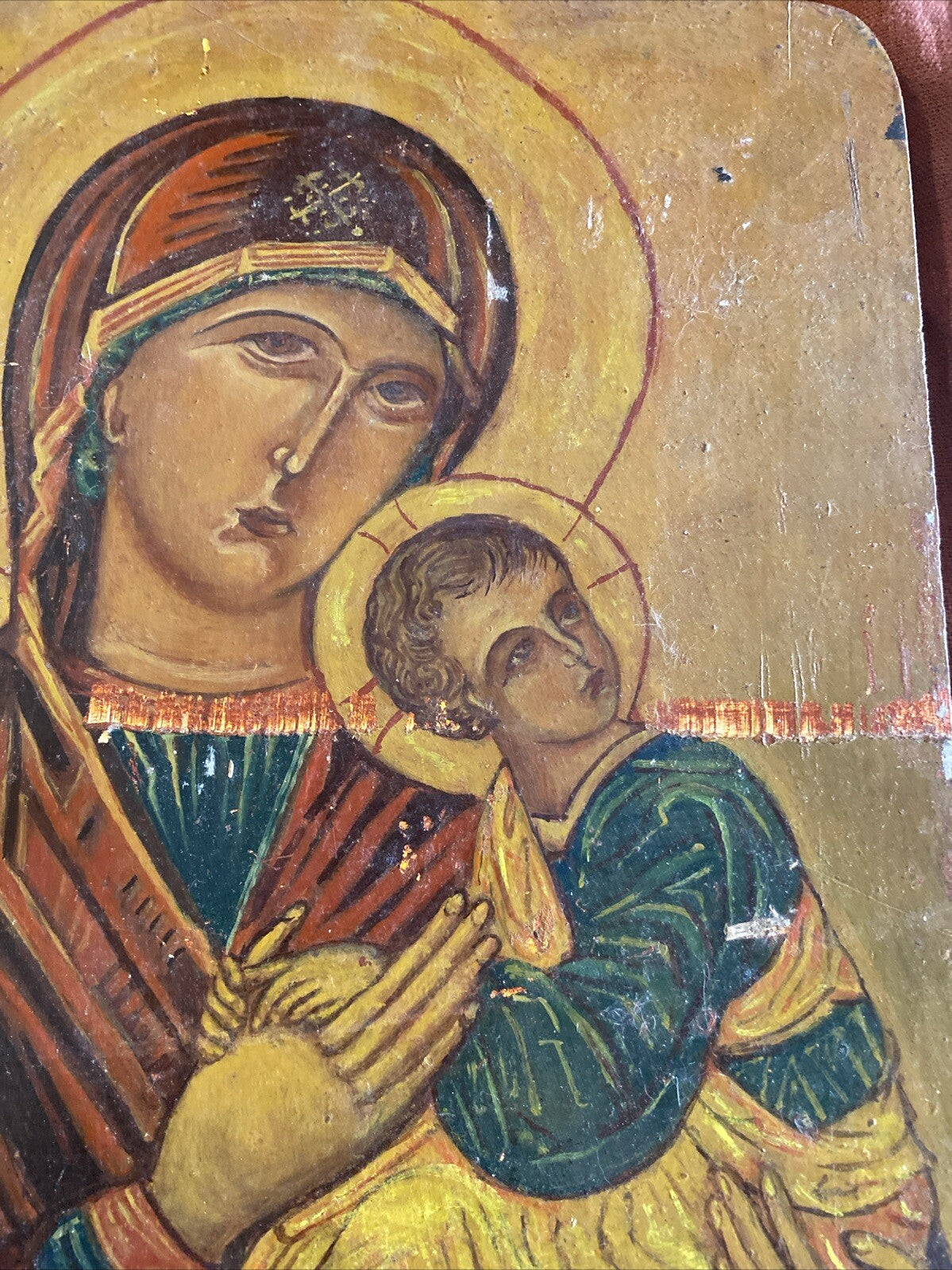 Icône Religieux Russe Peinture Sur Bois Notre Dame De La Passion