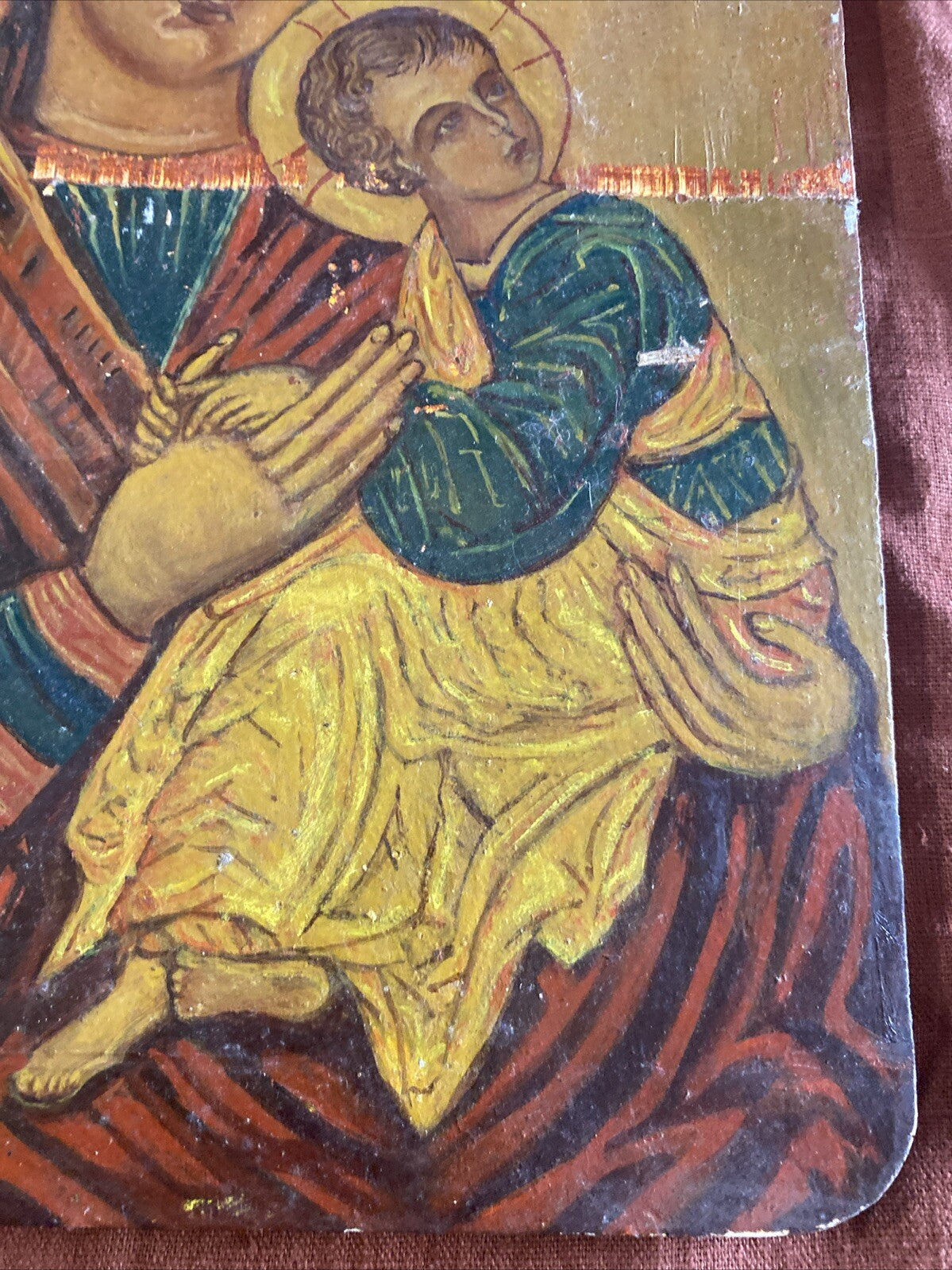 Icône Religieux Russe Peinture Sur Bois Notre Dame De La Passion