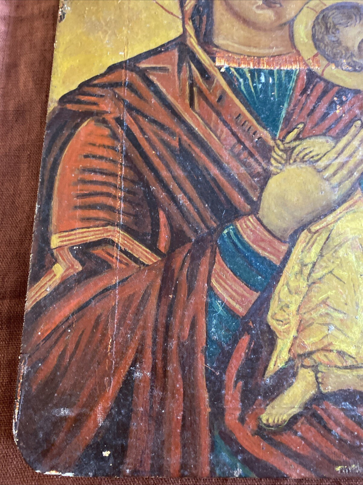 Icône Religieux Russe Peinture Sur Bois Notre Dame De La Passion