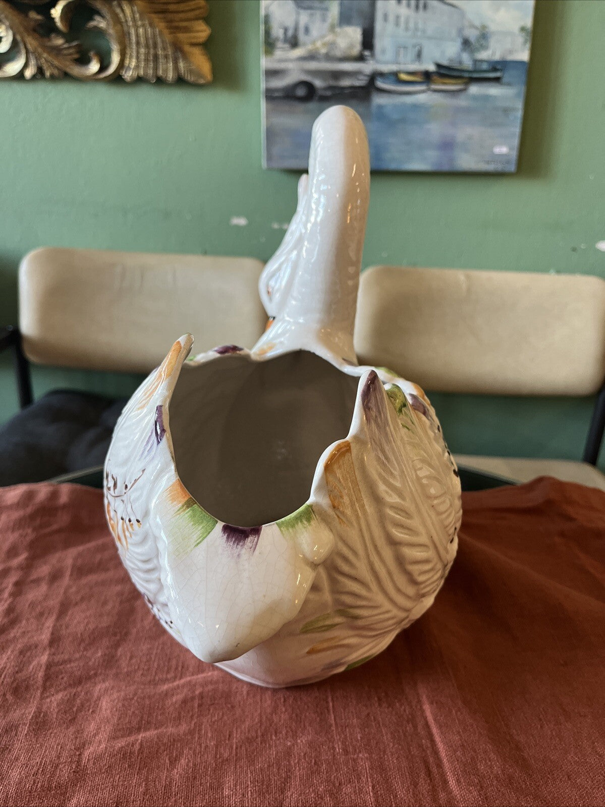 Cache pot Cygne en céramique de Bassano, Italie, Circa 1970