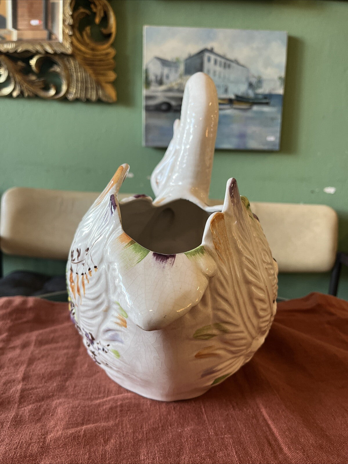 Cache pot Cygne en céramique de Bassano, Italie, Circa 1970