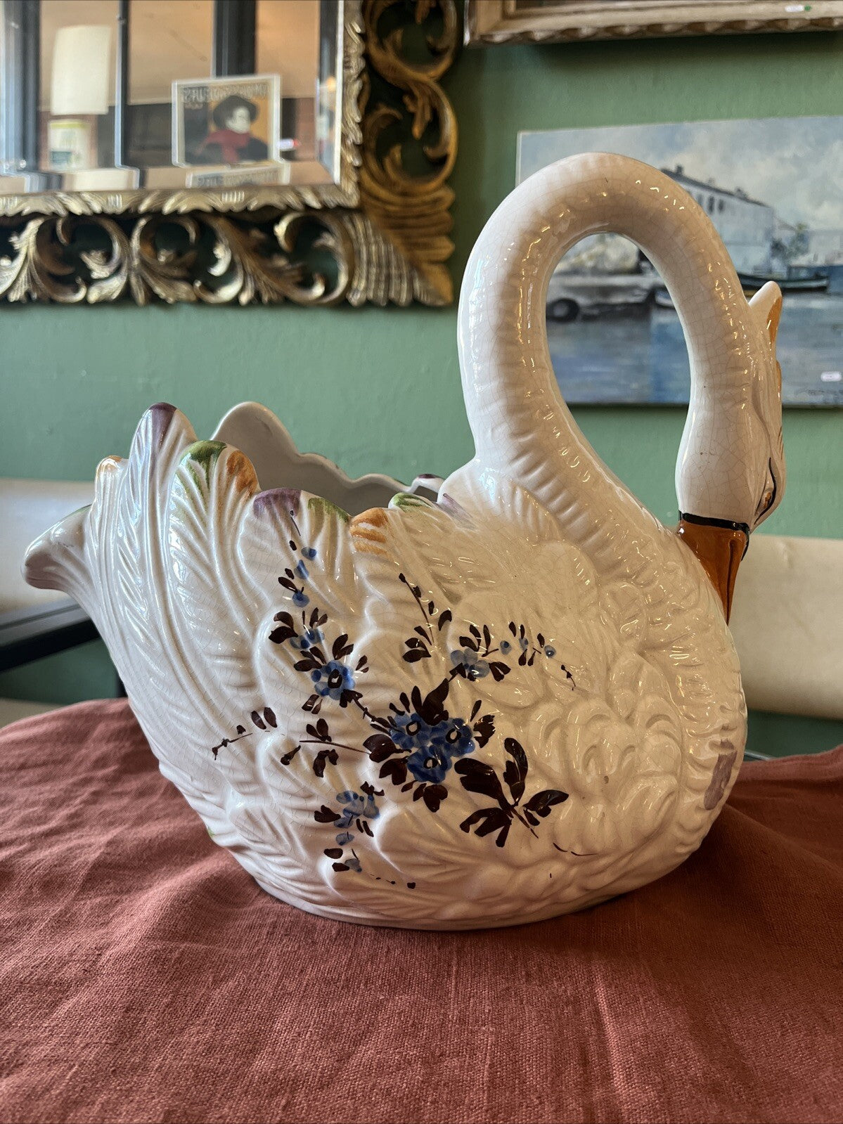Cache pot Cygne en céramique de Bassano, Italie, Circa 1970