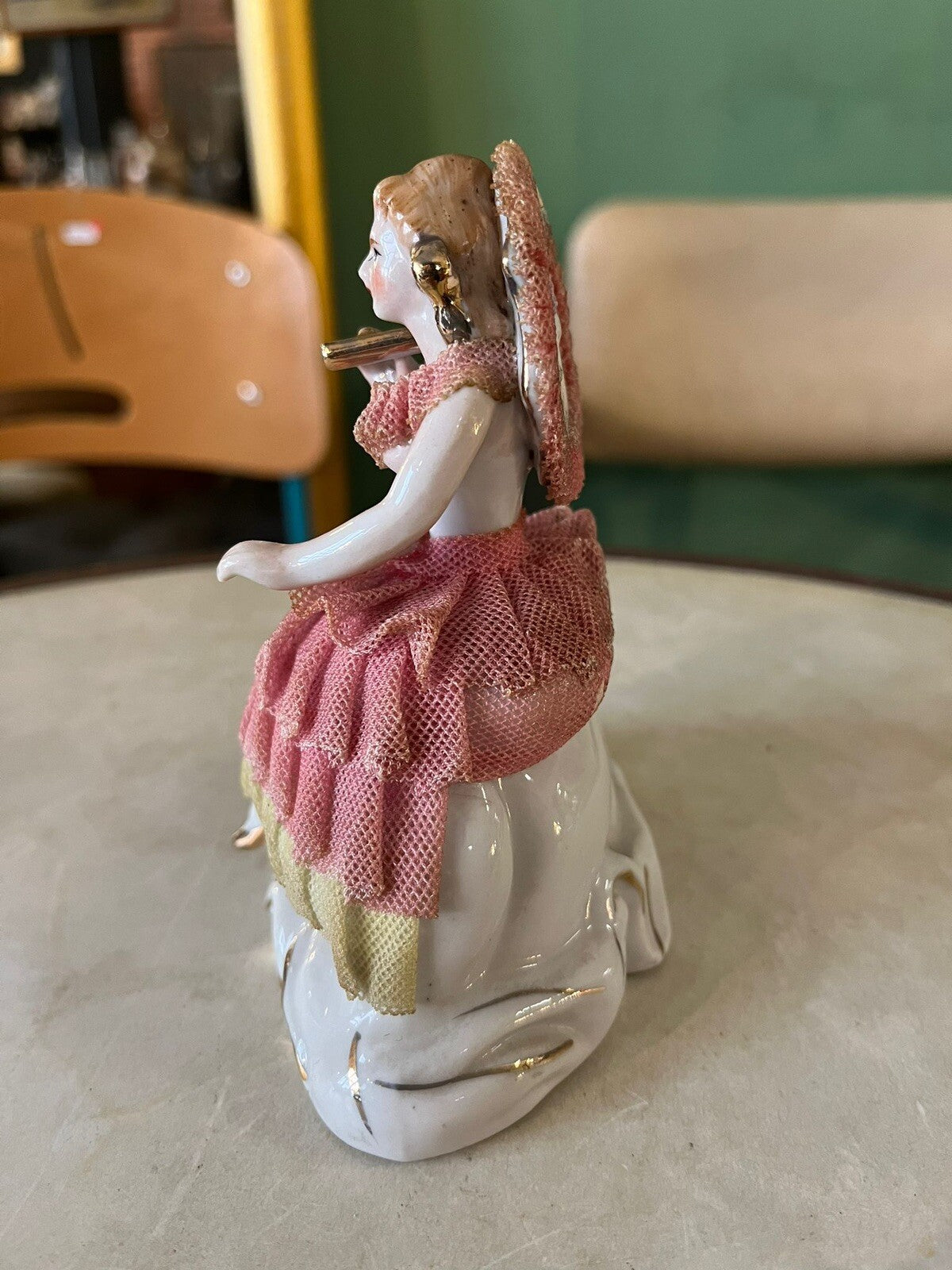 Figurine En Porcelaine Et Dentelle Vintage Fabriquée Au Japon
