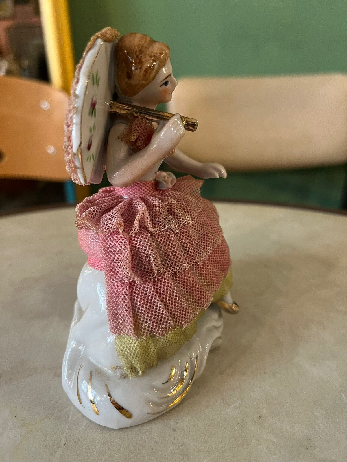 Figurine En Porcelaine Et Dentelle Vintage Fabriquée Au Japon