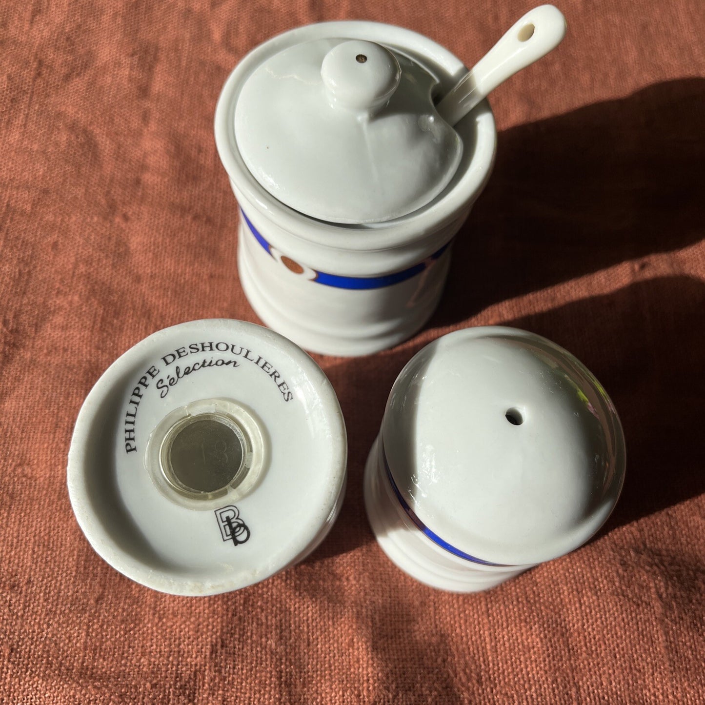 Philippe Deshoulieres Ensemble À Condiments En Porcelaine 3 Pièces