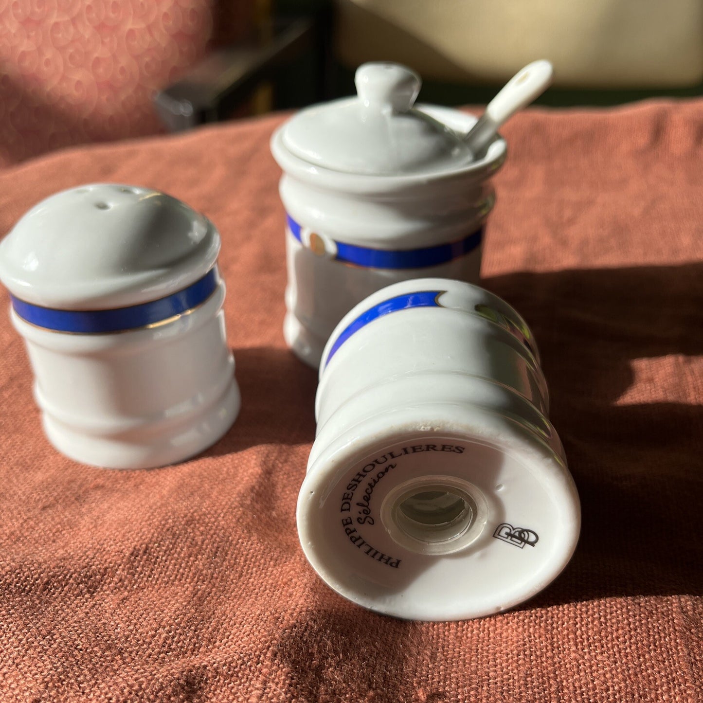 Philippe Deshoulieres Ensemble À Condiments En Porcelaine 3 Pièces