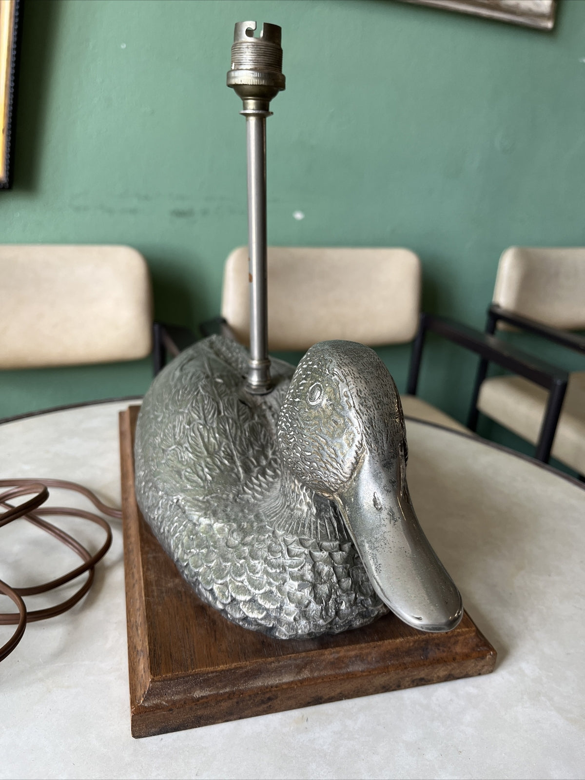 Lampe Ancienne Décor Canard En Bronze