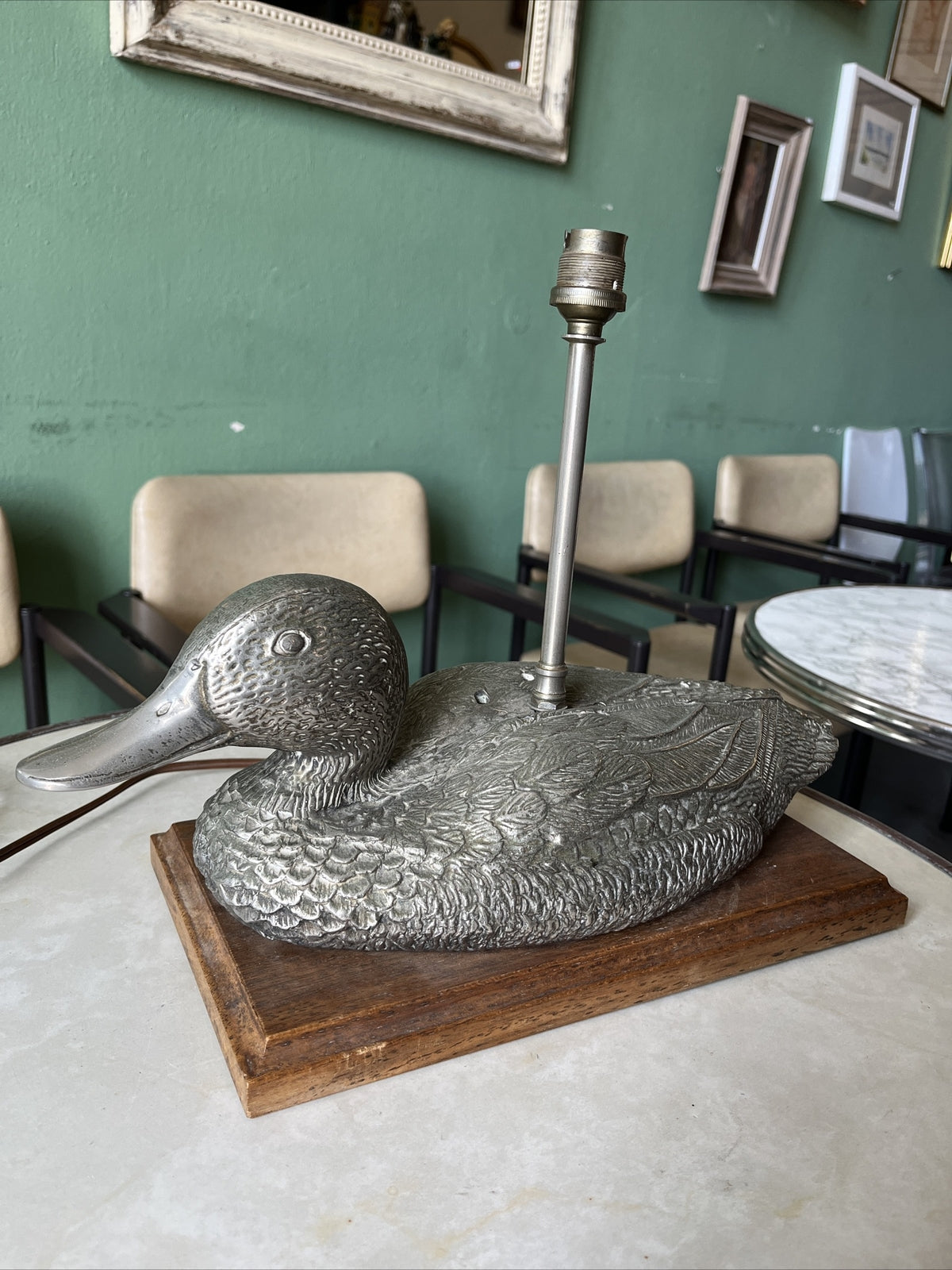 Lampe Ancienne Décor Canard En Bronze