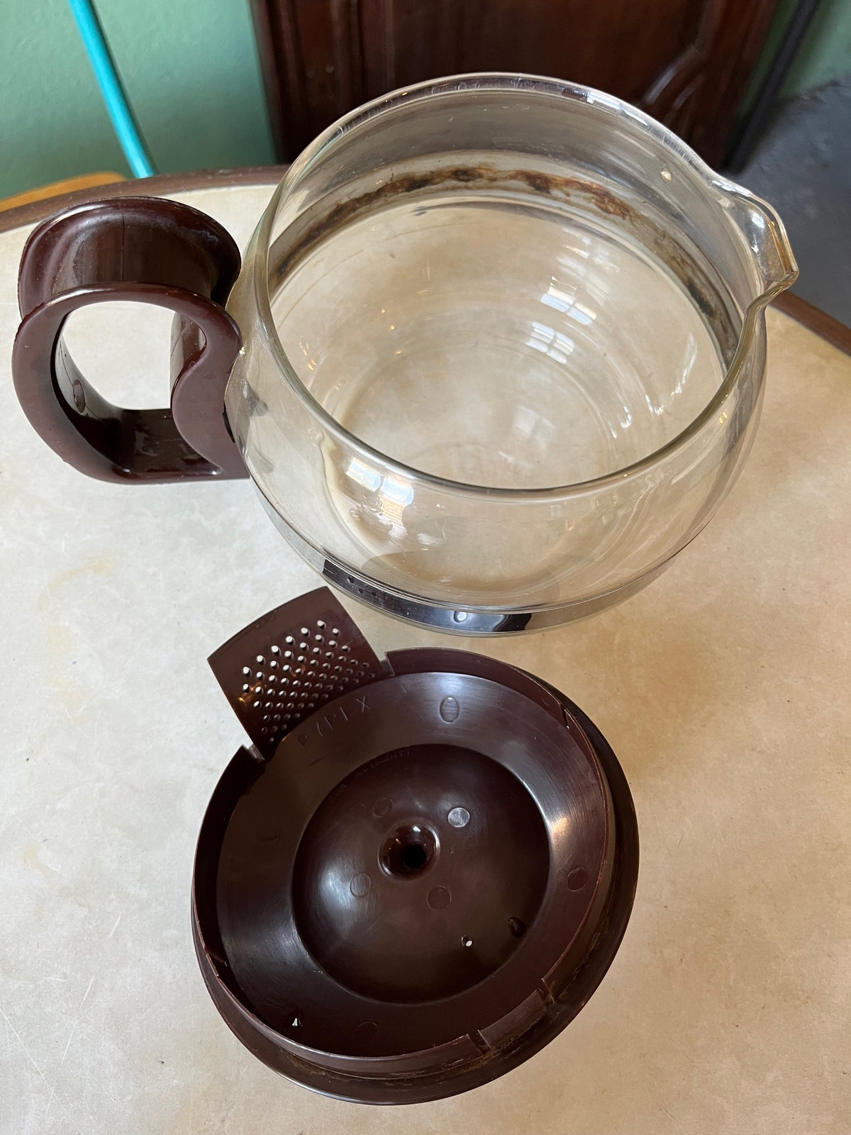 Théière vintage Pyrex marron
