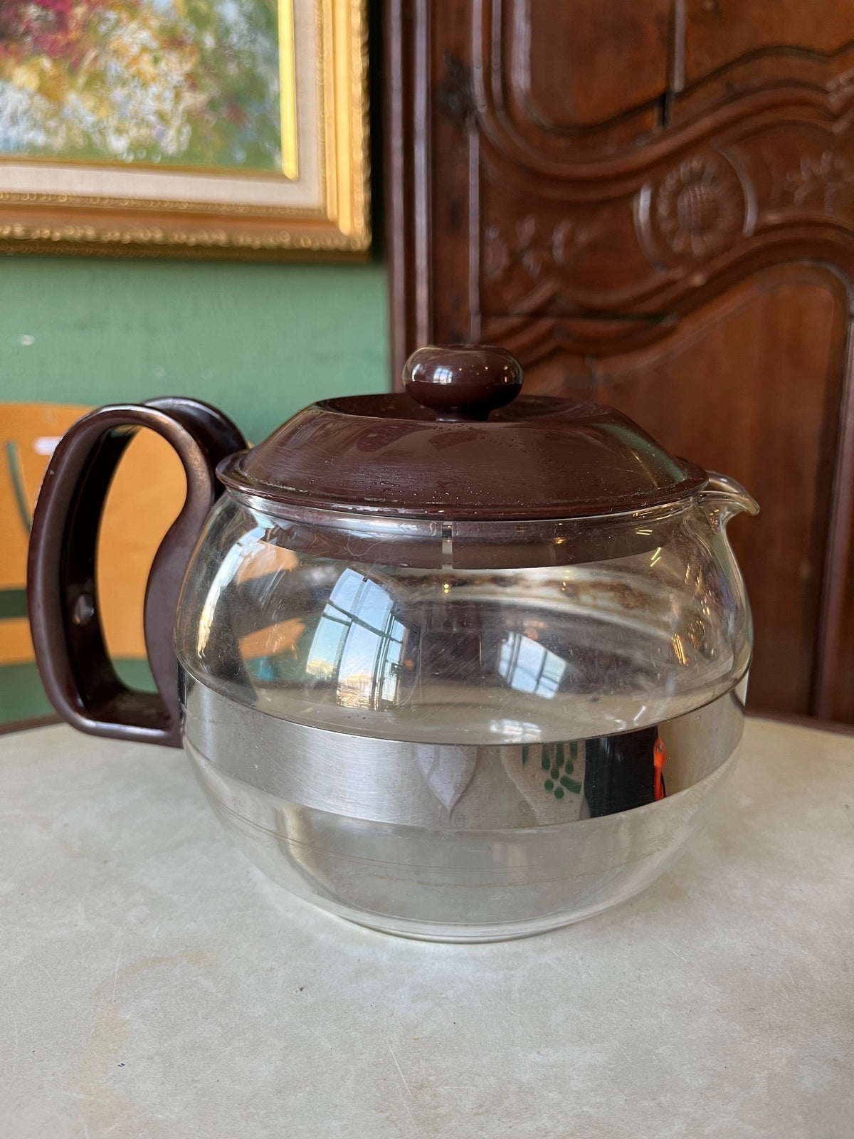 Théière vintage Pyrex marron