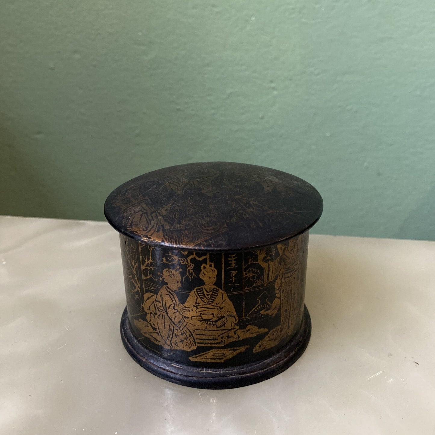 Boîte En Papier Mâche ET BOIS DORÉ Époque Napoléon III