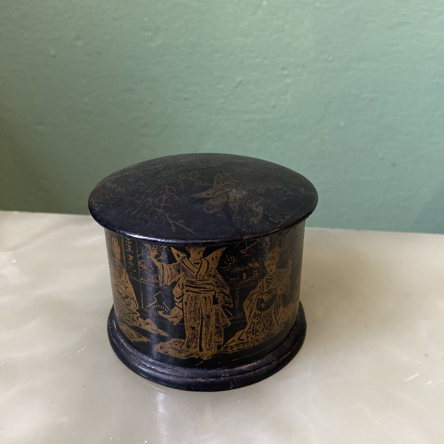 Boîte En Papier Mâche ET BOIS DORÉ Époque Napoléon III