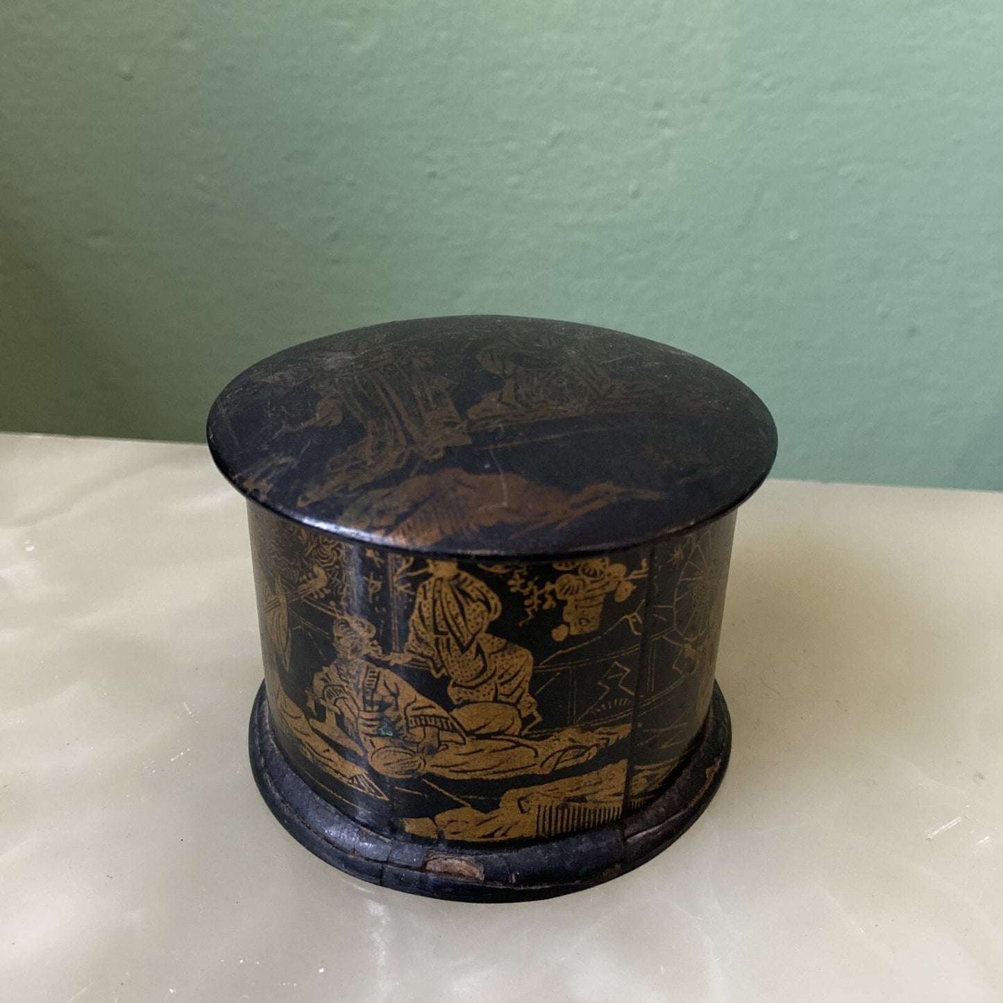 Boîte En Papier Mâche ET BOIS DORÉ Époque Napoléon III