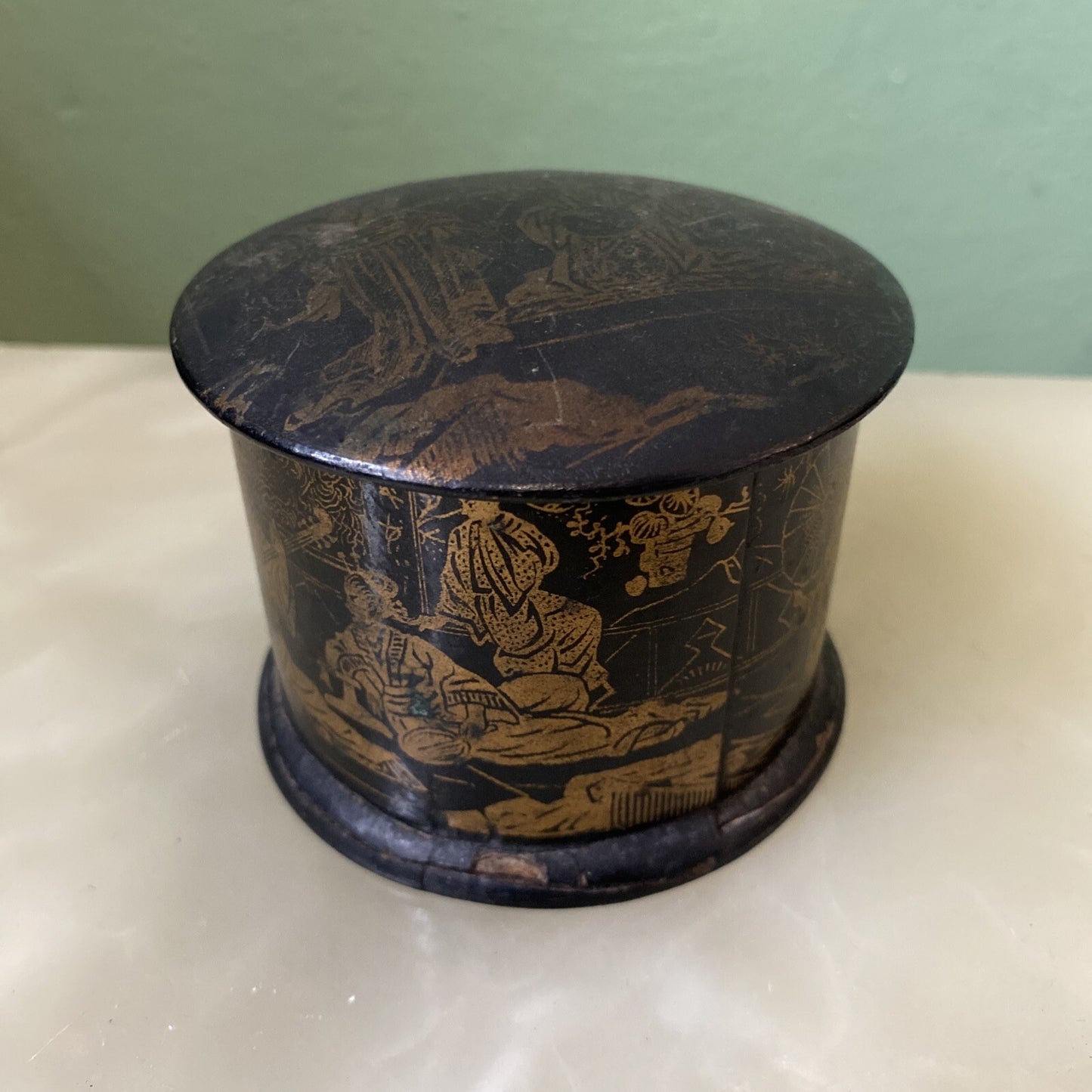 Boîte En Papier Mâche ET BOIS DORÉ Époque Napoléon III